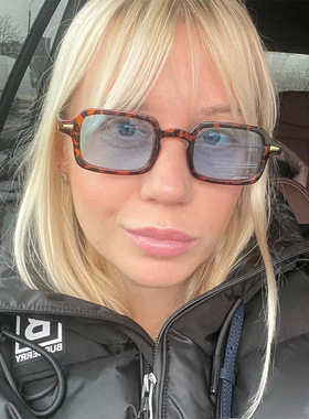 日系CherryKoko欧美明星复古街拍长方形太阳眼镜男女太阳镜个性