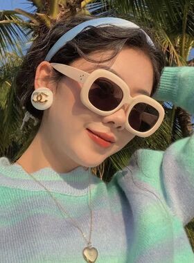 日系cherrykoko椭圆太阳镜时尚街拍新款欧美女士街拍防紫外线