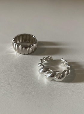 日系cherrykoko新款戒指女小众设计麻花素圈自律食指戒个性简约