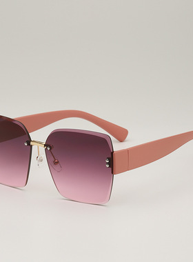 日系cherrykoko新款女士宽边无框大框眼镜优雅防紫外线太阳镜