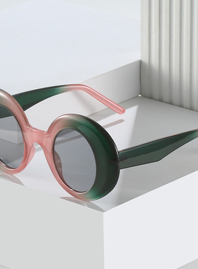 日系cherrykoko夏季新款椭圆形太阳镜欧美个性撞色鹅蛋嘻哈搞怪