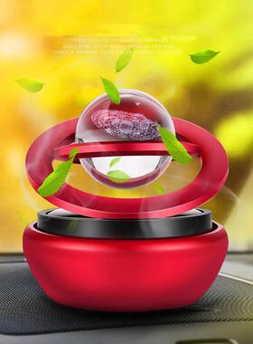 车载高档太阳能双环旋转车载香水座香薰汽车飞碟香薰摆件金属