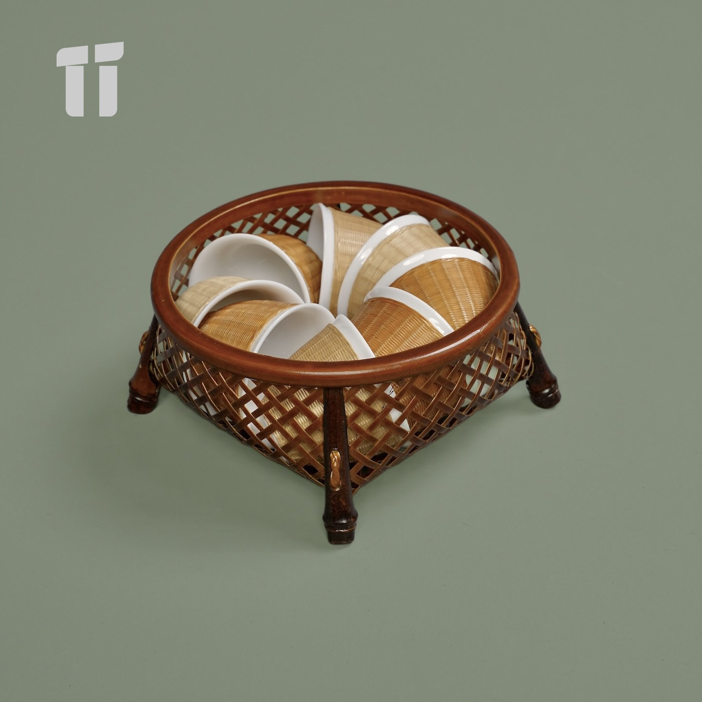 手工竹编茶杯篓水果篮中式复古圆口收纳筐零食点心筐子茶点盒篮子,淘宝优惠券,粉丝福利购,淘宝优惠卷