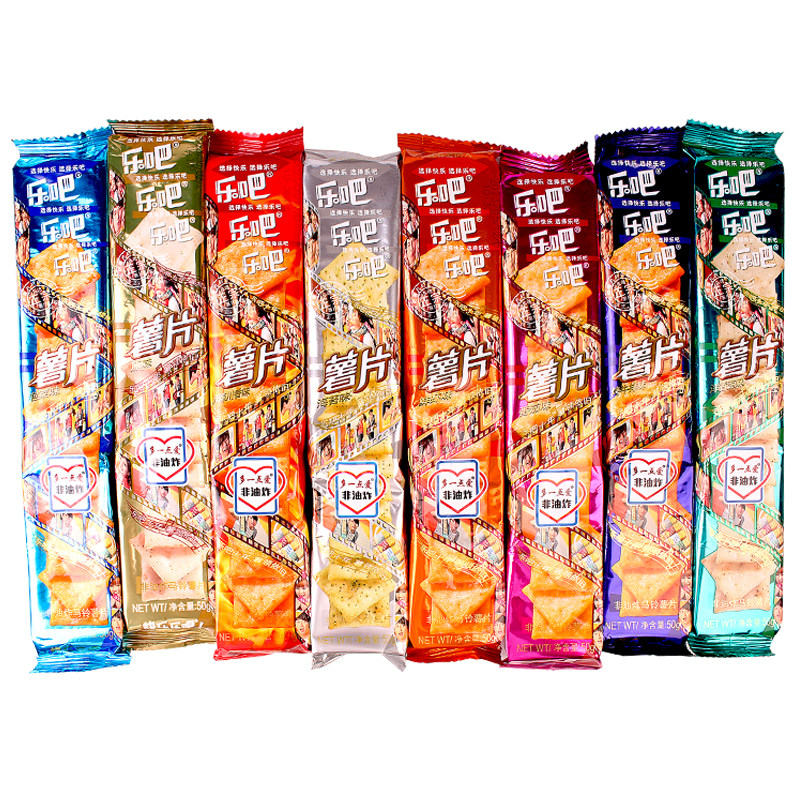 乐吧小脆薯片50g*16条多口味非油炸混装整箱休闲办公室零食饼干