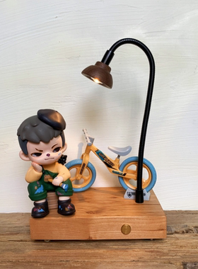 原木风木雕可爱家居实木发光底座摆件木质创意礼品礼物充电小夜灯