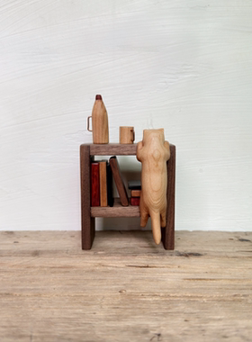 木质小夜灯艺术家居咖啡店内装饰品工艺品桌面创意礼品原木风摆件