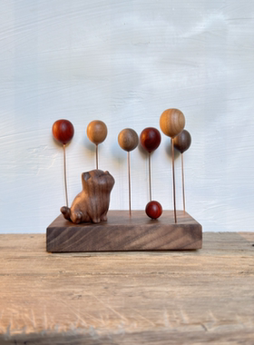 网红猫咪元素傲娇猫装饰桌面创意礼品木质木制原木车载实木小摆件