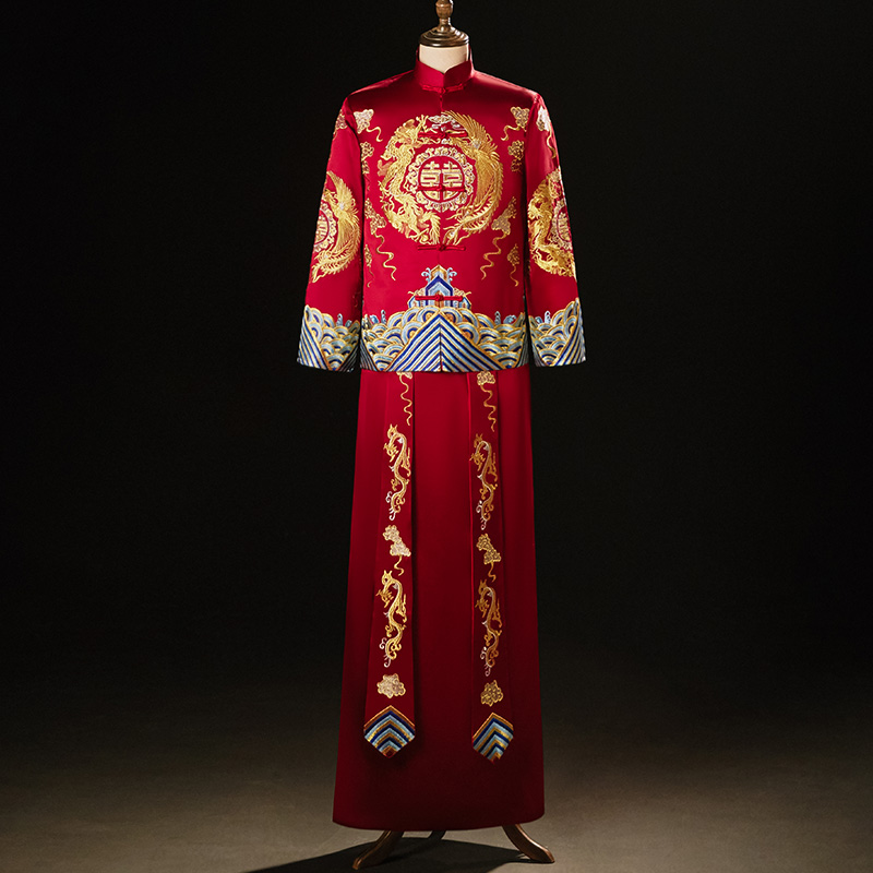 秀禾服男中式新郎服敬酒服龙凤褂 宠束唐装