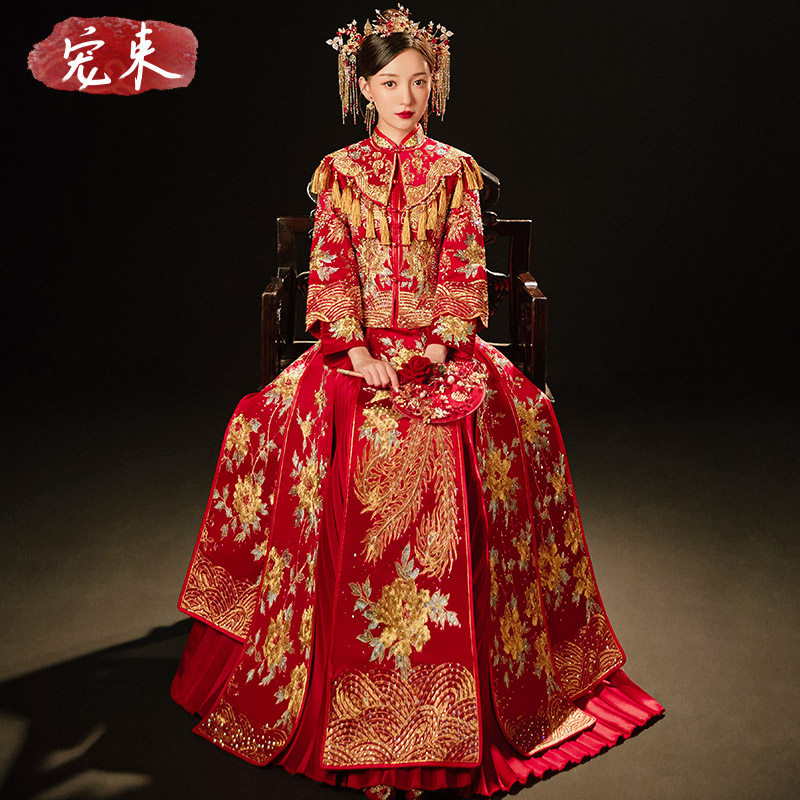 新娘秀禾服2021新款女结婚中式婚纱 宠束旗袍