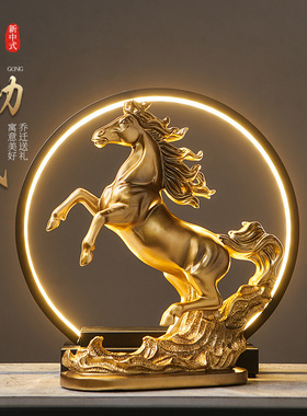 新中式艺术马到成功桌面摆件办公室酒柜电视柜装饰品乔迁开业礼品