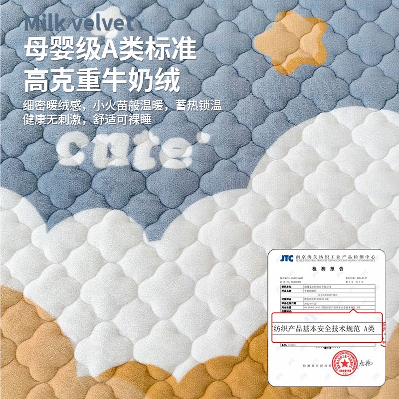 牛奶绒夹棉床笠冬季加绒床罩加厚珊瑚绒秋冬天床垫保护套全包a类