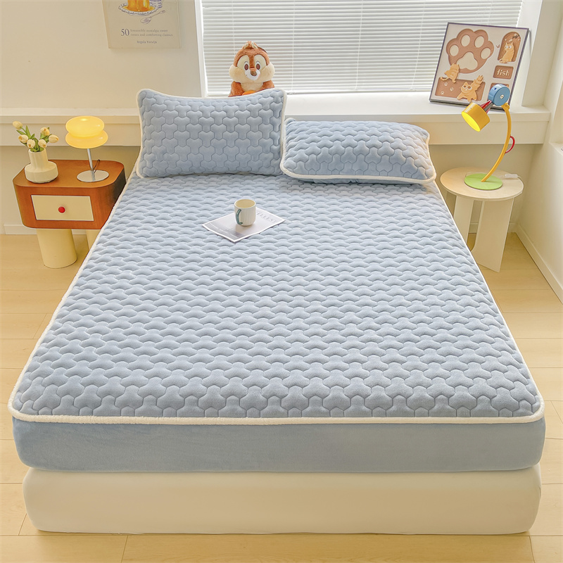 牛奶绒夹棉床笠冬季加绒床罩加厚珊瑚绒秋冬天床垫保护套全包a类