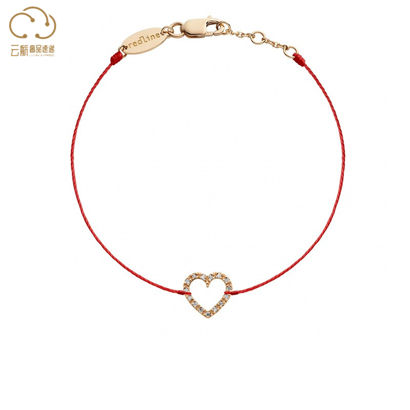 Redline红绳锐先女士爱心圆形钻石爱情蜜语浪漫手链 15.5-17.5cm-图0