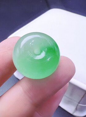 拍卖冰种翡翠飘花平安扣缅甸阳绿平安扣白底青吊坠玉扣子路路通