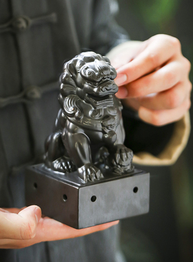 中式风陶瓷景观案头狮摆设香炉