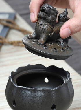 陶瓷盘香香炉家用室内香薰炉檀香炉茶道禅莲花狮炉盘香炉创意摆件