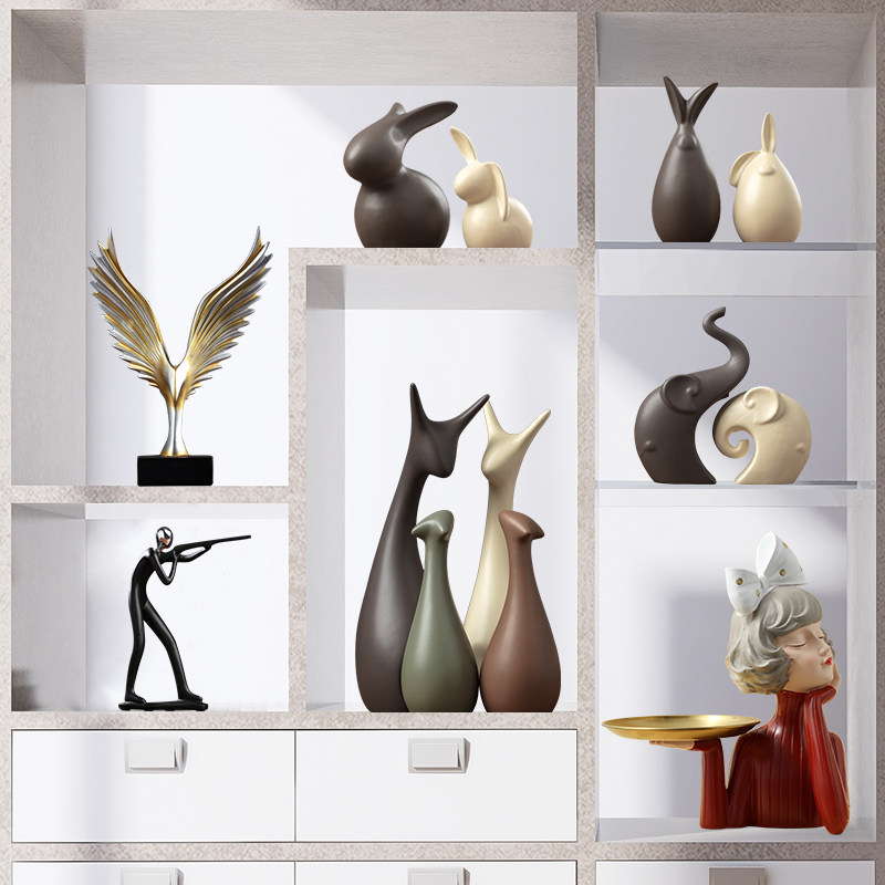 小摆件家居装饰创意客厅电视玻璃鹿 宏赫摆件