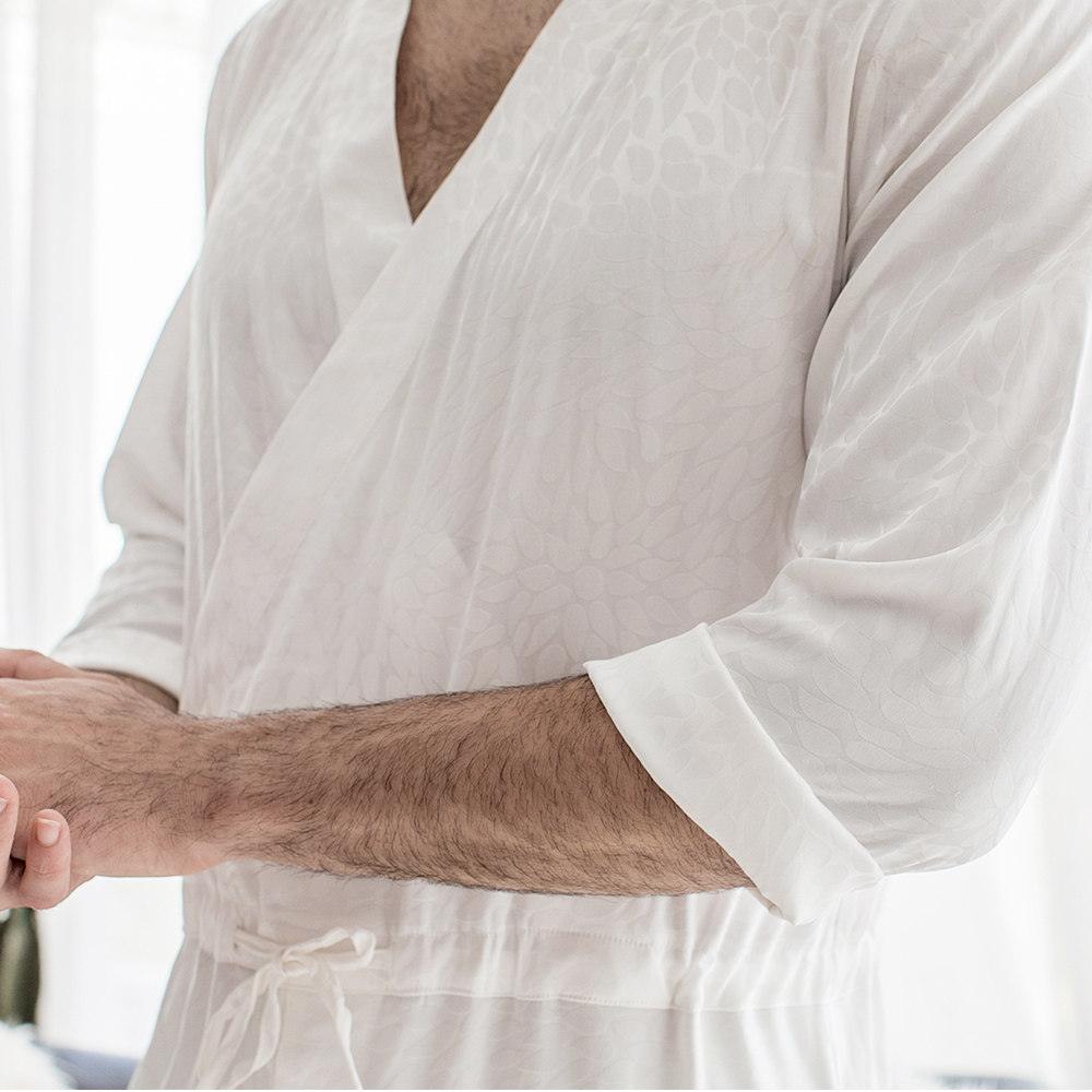 奢华暗纹春夏长袖冰丝连体衣男睡衣 7VEILS睡衣/家居服套装