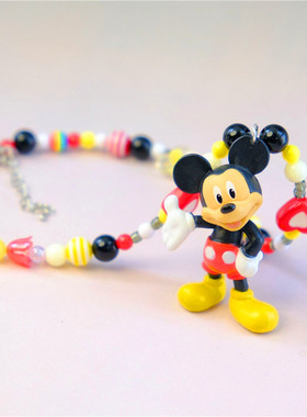 米老鼠手工彩色串珠公仔吊坠项链