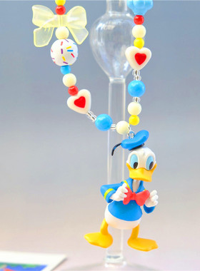 蝴蝶结唐老鸭手工彩色串珠项链女