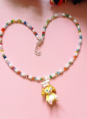 cookie曲奇狗饼饼仿珍珠串珠项链
