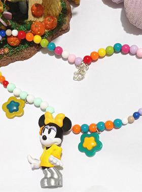 米妮米老鼠吊坠彩色糖果珠子项链