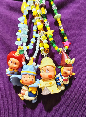 原创手作星星人水晶串珠项链女