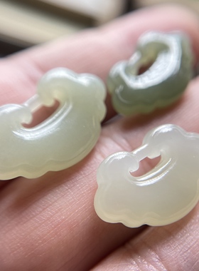 天然和田玉项链如意锁晴水玉石祥云diy安锁吊坠挂件平安锁送礼