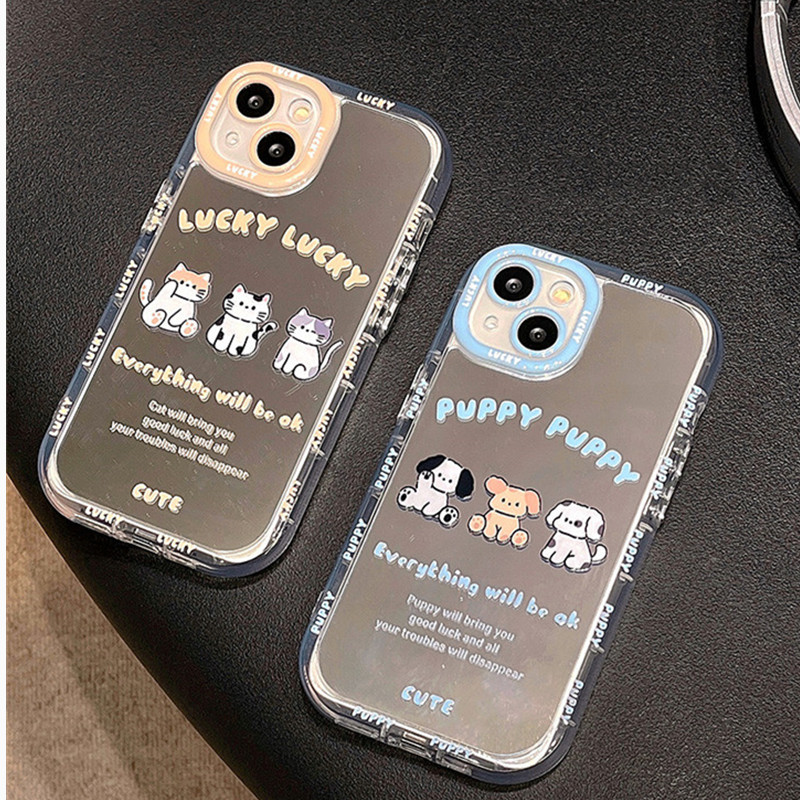 趣味可爱小狗猫咪oppoReno11手机壳Reno10pro+新款FindX3防摔镜面Reno9/S6补妆镜女5K小众7创意硅胶8pro+全包 - 图1