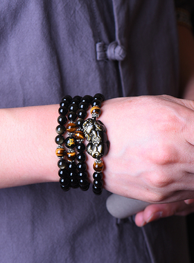 黑曜石貔貅手链手串男本命年情侣