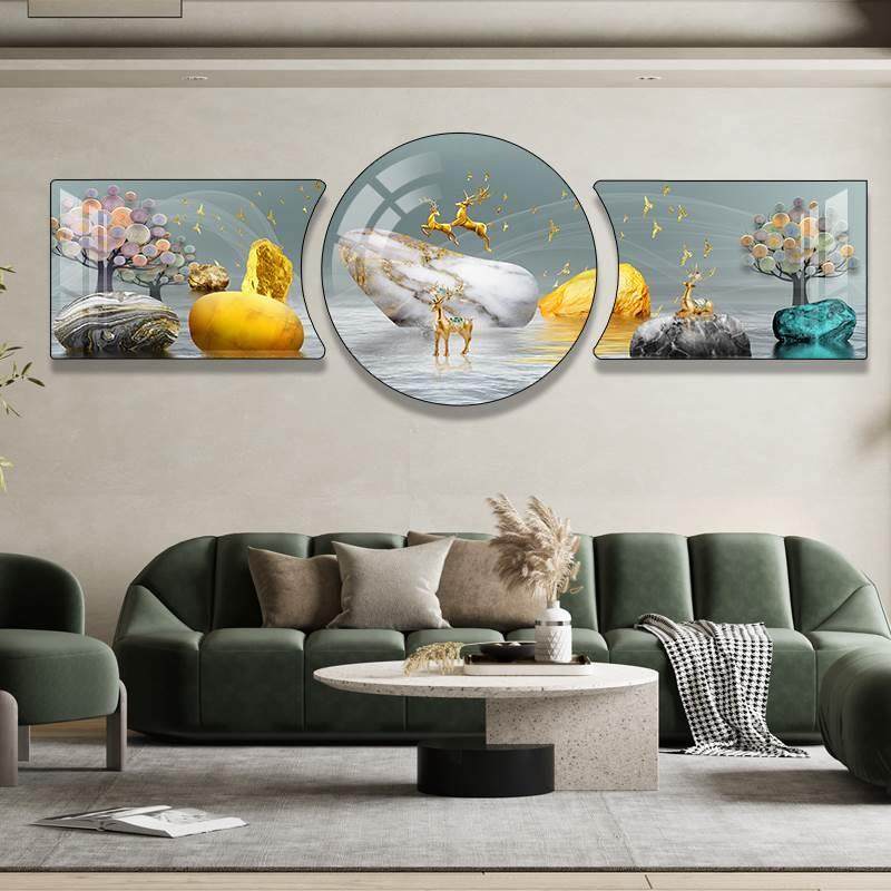 客厅装饰画沙发背景墙壁画工艺画挂画墙画简约现代大气三联画字画,淘宝优惠券,粉丝福利购,淘宝优惠卷