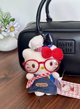 可爱厨师正版牛仔kitty包挂件可爱公仔女背包挂饰钥匙扣女生挂饰