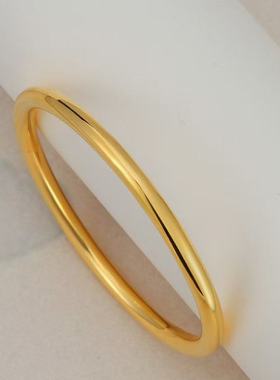 古法金包银手镯亮面磨砂素圈实心手环镯子首饰礼物送女友福利款