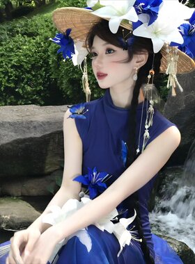 【东方美学】斗笠旗袍斗笠帷帽手工diy材料包影楼景点拍照道具女