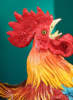 客厅玄关铜鸡摆件黄铜材质