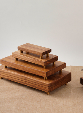日系原木风格饰品装饰实木底座