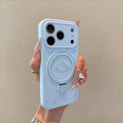 ins风波点Kitty猫适用苹果17Promax手机壳iPhone16Promax液态硅胶15Pro磁吸支架14Pro全包镜头13防摔保护套 - 图0