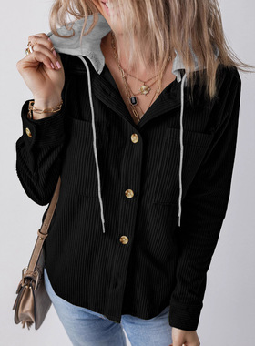 5XL plus size women's jacket, long sleeved button up hoodie