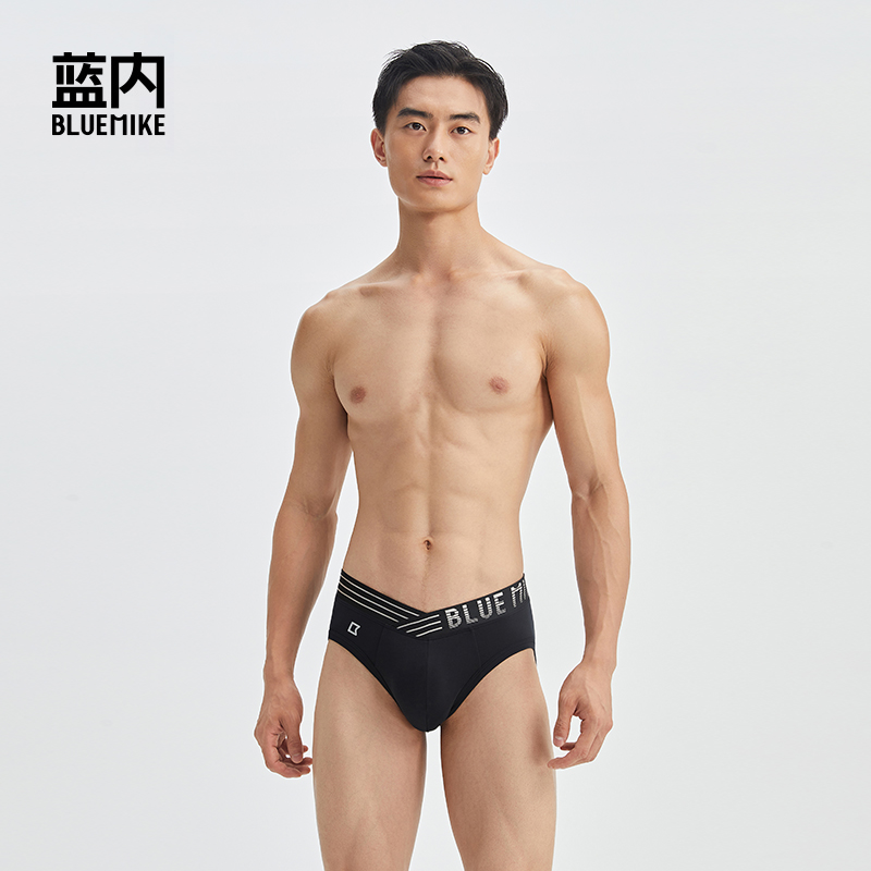蓝内男士大v香水内裤性感透气莫代尔三角内裤潮流设计款男生短裤
