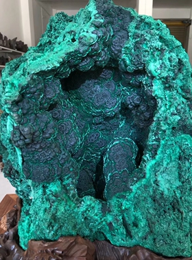 天然孔雀石蓝宝翡翠原石矿物宝石奇石观赏石家居装饰品新中式摆件