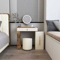 Modern minimalist full solid wood baking finish Makeup Desk Small Bedroom Makeup Table Light Lavish Tempered Glass Mesh Red Makeup Table