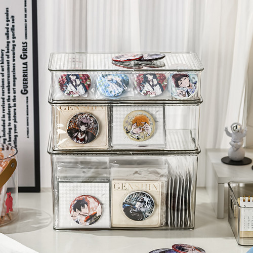 吧唧收纳盒透明亚克力手帐周边徽章展示架盒子防尘谷子储物盒痛盒 - 图3