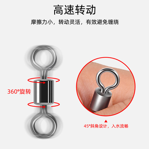 美式转环8字环八字转环竞技路亚钓鱼小配件快速旋转连接器强拉力 - 图1