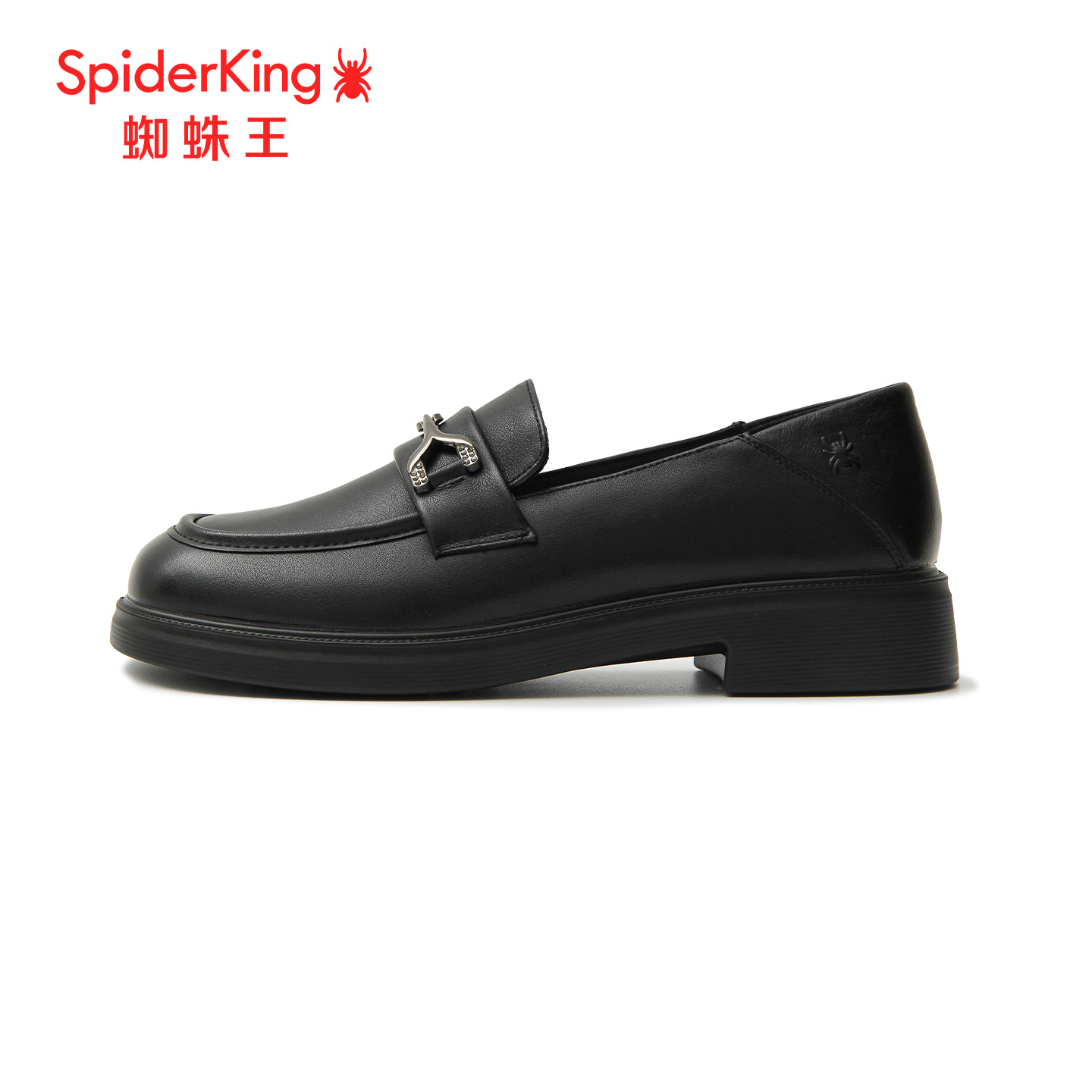 SPIDER KING/蜘蛛王正品女乐福鞋2025秋新款真皮小皮鞋一脚蹬通勤 - 图1