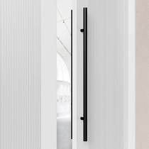 Extremely simple without frame gold black glass door handle round pipe thickened stainless steel shop hotel solid wood door handle