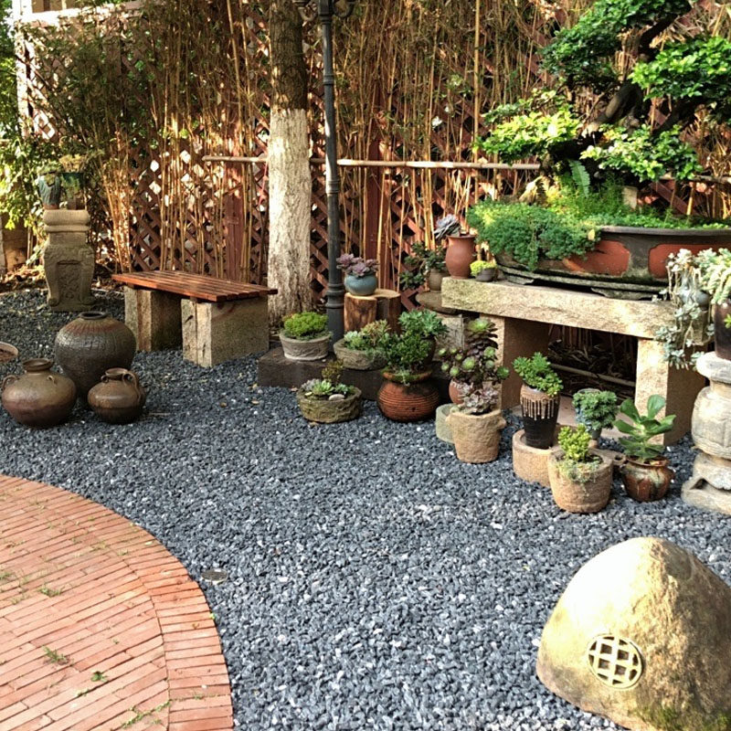 50斤深灰色黑色景观砾石水洗石日式庭院花园造景青石子碎石子米石