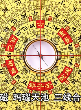专业崇道堂8寸21层罗盘三元三合综合盘高精度纯铜指南针客厅摆件