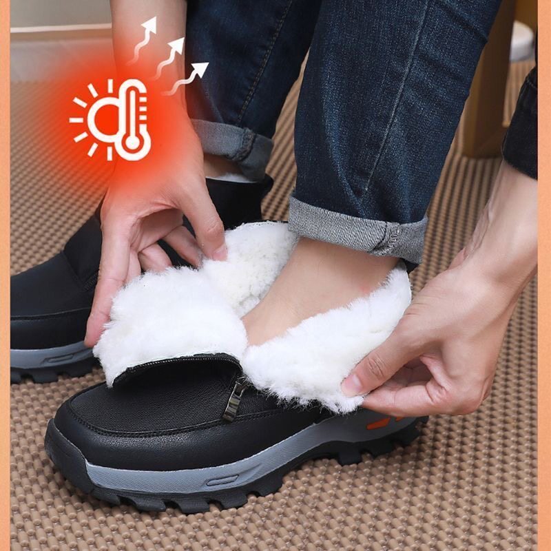 新款冬季高帮加绒加厚羊毛男士棉鞋一脚蹬防滑雪地靴中老年爸爸靴,淘宝优惠券,粉丝福利购,淘宝优惠卷