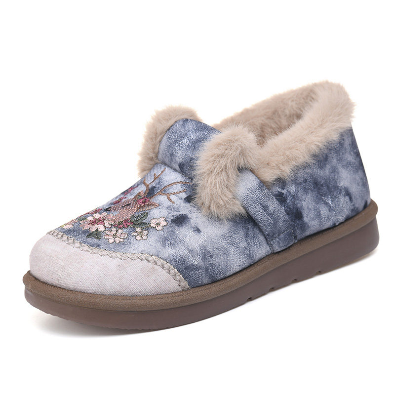 2025冬季新款老北京棉鞋女加绒加厚防滑妈妈棉鞋一脚蹬保暖绣花鞋,淘宝优惠券,粉丝福利购,淘宝优惠卷