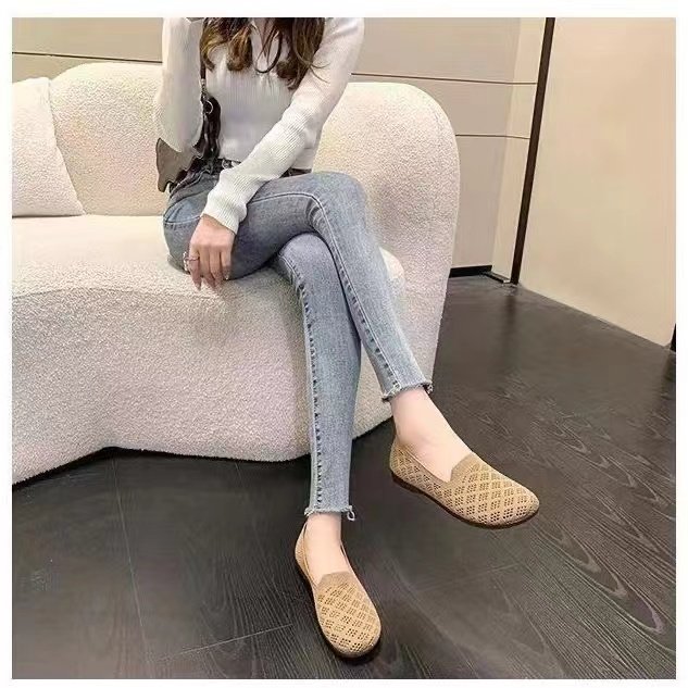 2024夏季新款飞织透气软底软面女士单鞋百搭舒适平底一脚蹬女网鞋,淘宝优惠券,粉丝福利购,淘宝优惠卷